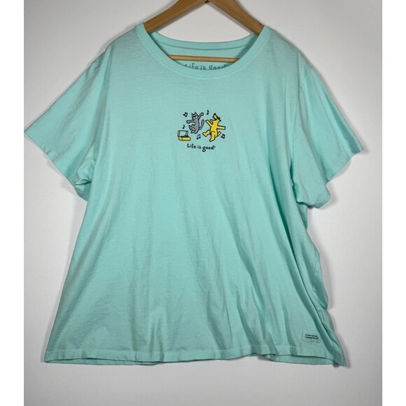 Life is Good Tops - Life is Good Vintage T Shirt Womens‎ XXXL 3XL Aqua Blue Dancing Dogs Music Tee